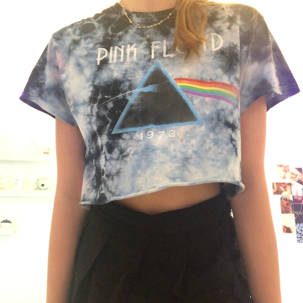 black and blue tie dyed cropped shirt